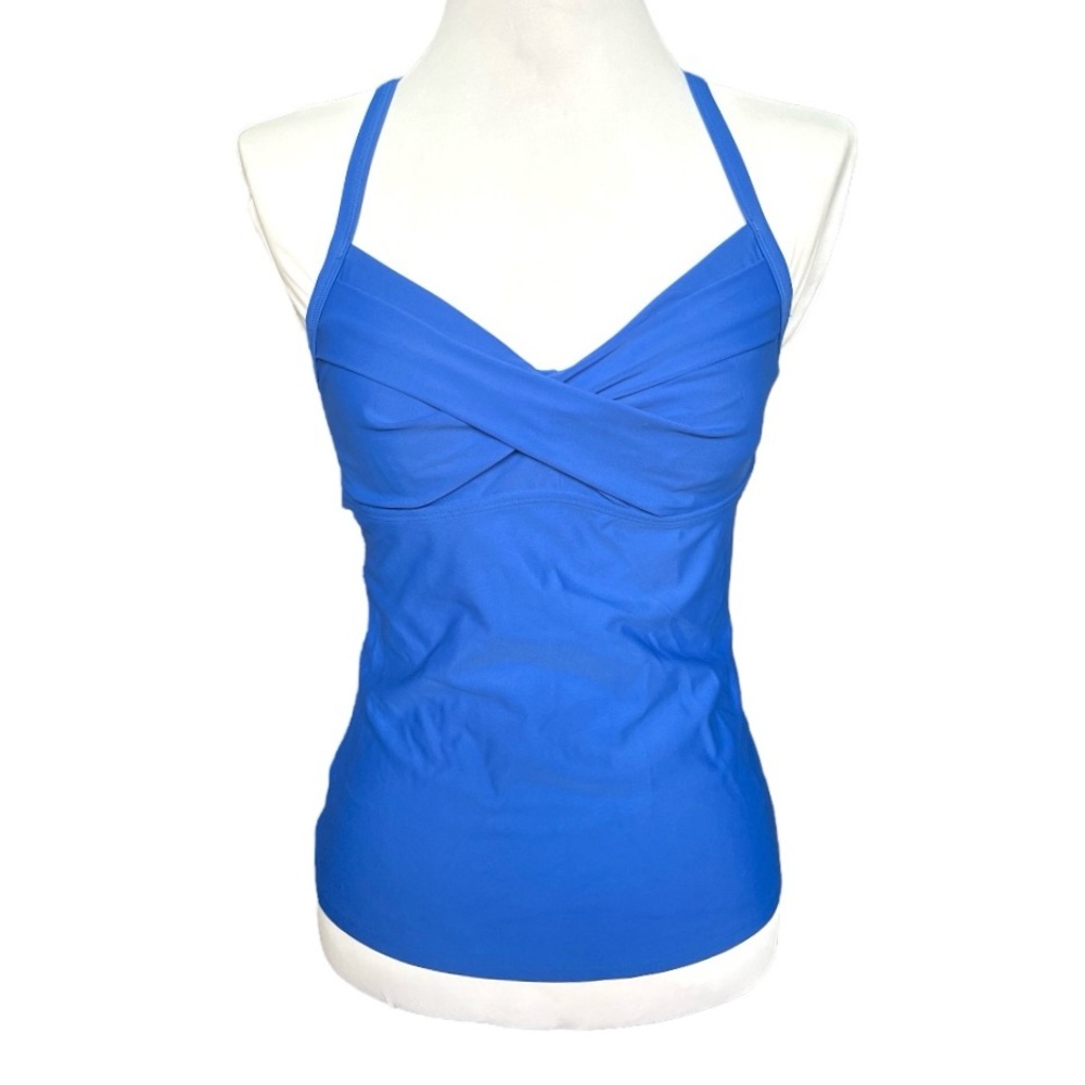 NWT Athleta Fitness Top Blue Built in Bra 34B/C Twister Tankincasp